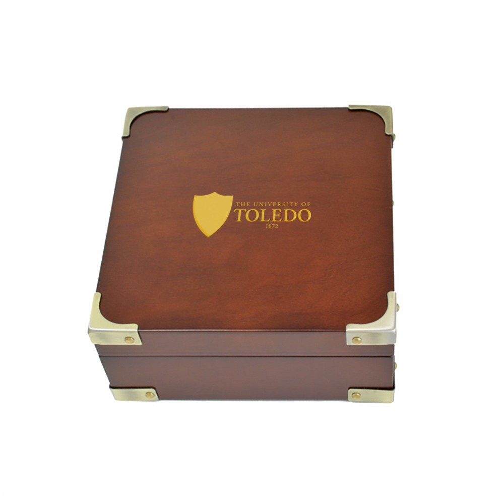 Classic Wooden Box with Brass Corners in Rosewood Finish