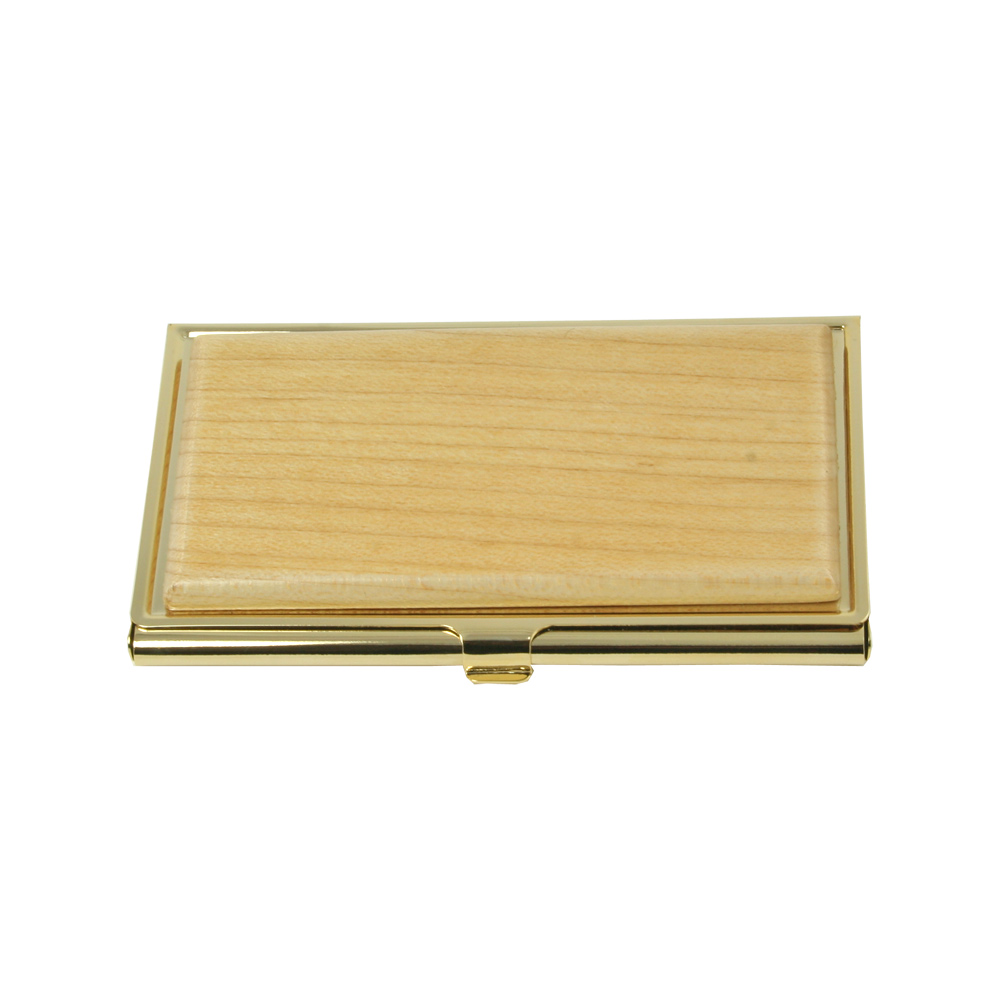 Brass Business Card Case with Maple Lid