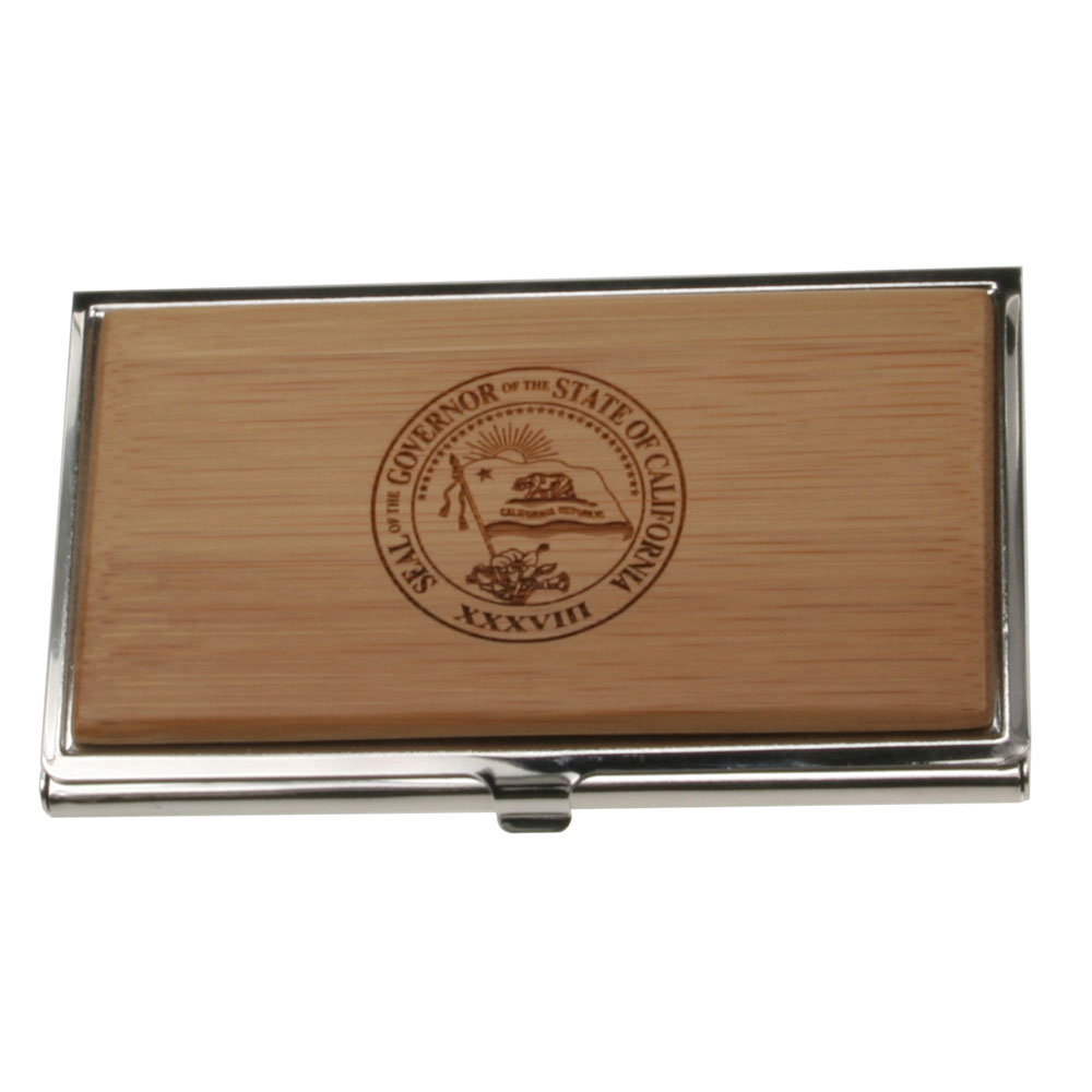 Executive Business Card Case with Bamboo Lid