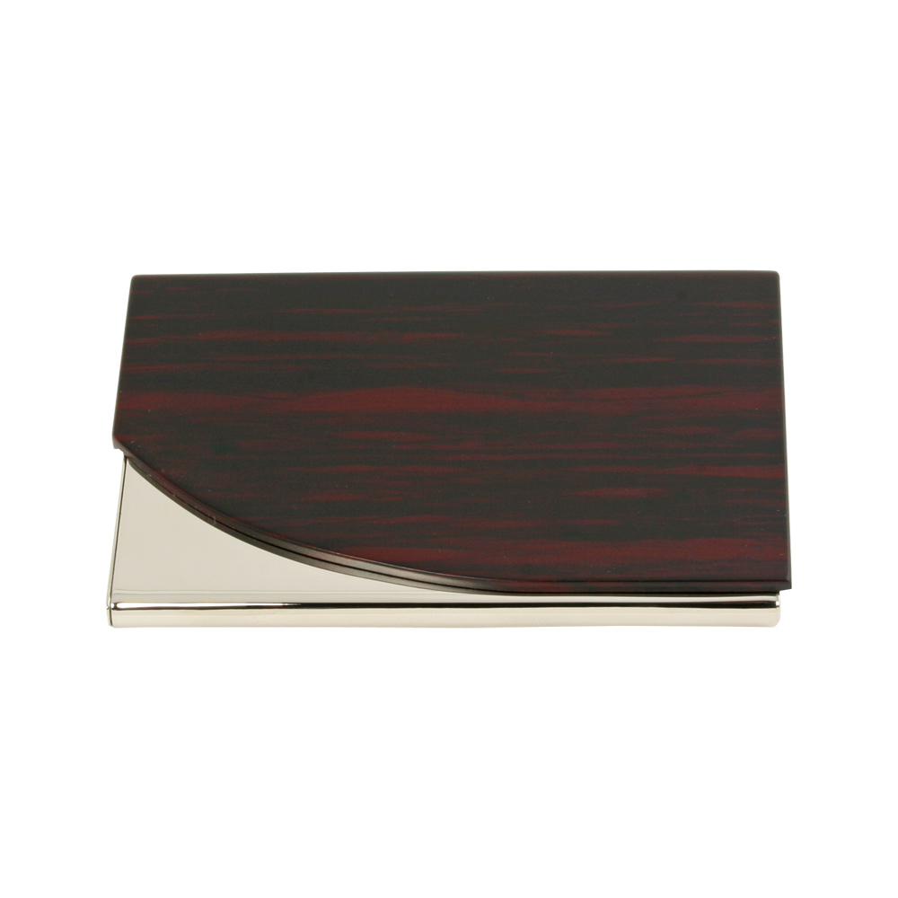 Metal Card Case with Acrylic Wooden Finish Curved Lid