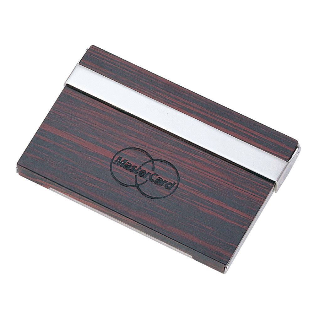 Metal Card Case with Acrylic Wooden Finish Accents