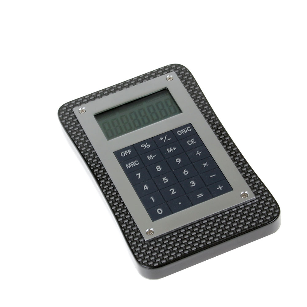Calculator with Carbon Fiber Finish Wood Base
