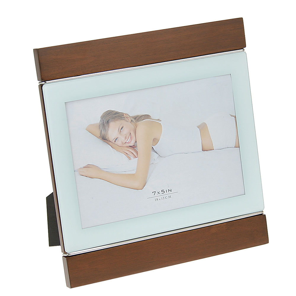 White Glass and Walnut Finish Picture Frame (5"x7")