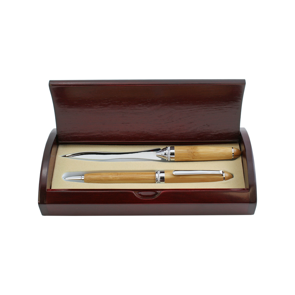 Bamboo Finish Ballpoint Pen and Letter Opener Set G063Z