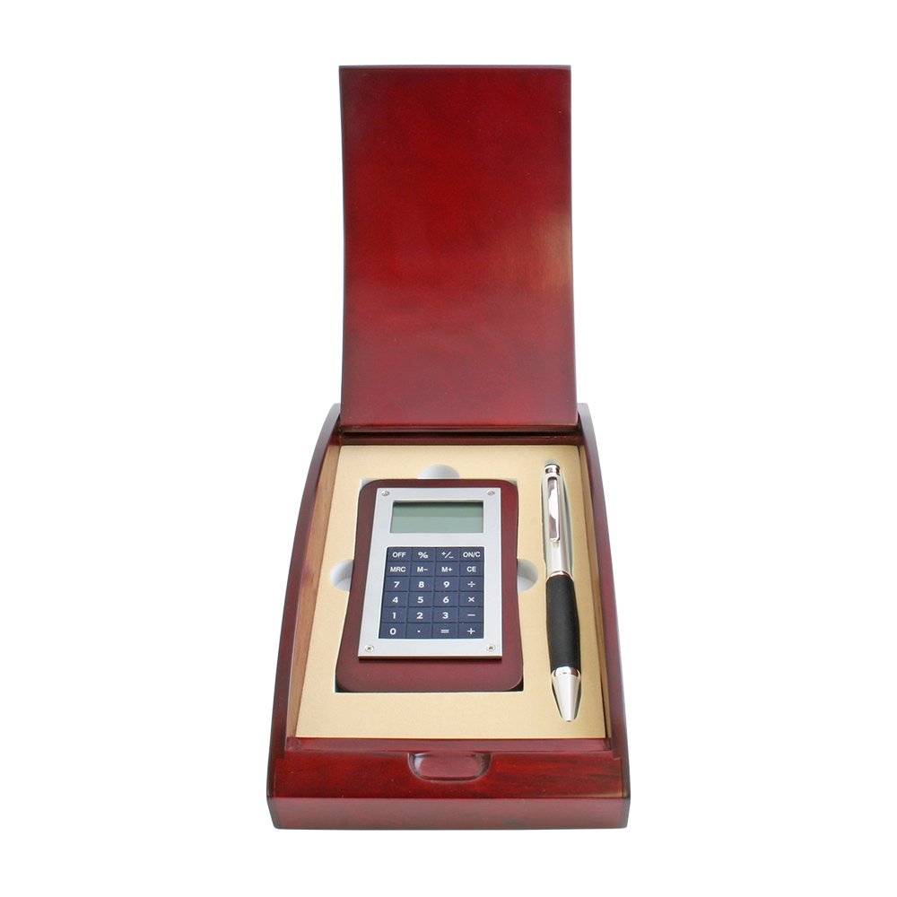 Unique Calculator and Pen Gift Set in Rosewood Box