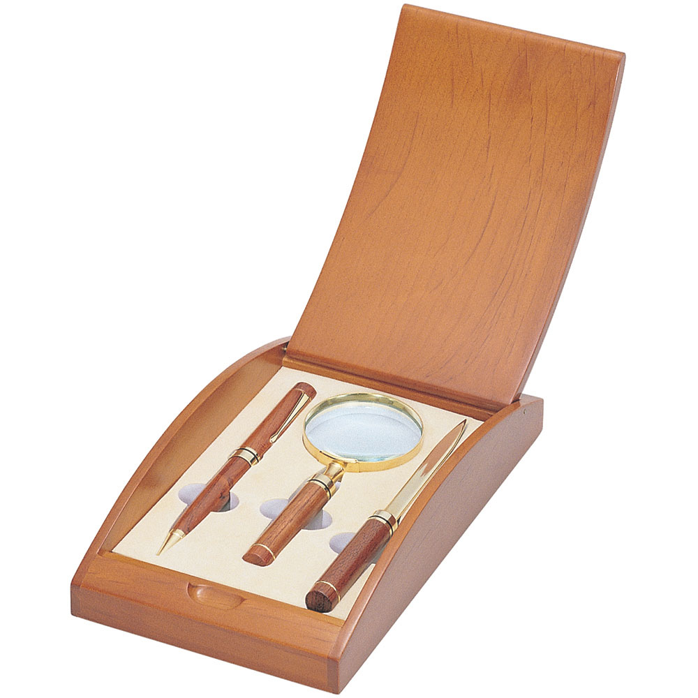 Rosewood Pen with Letter Opener and Magnifier Set