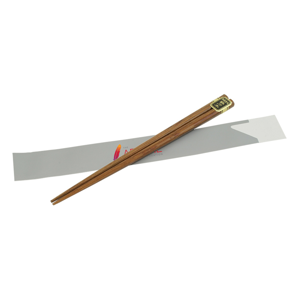 Wooden Brown Chopsticks in Silver Paper Pouch
