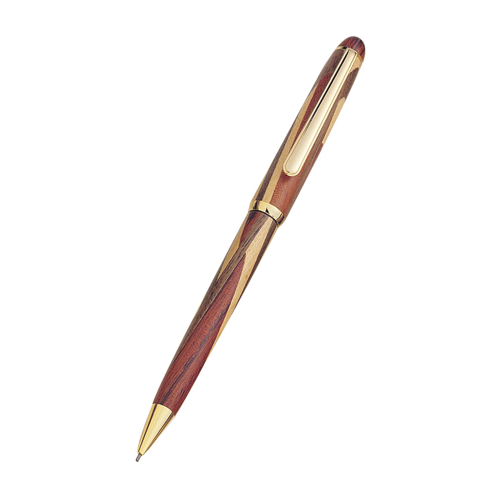 Executive Medium Sized Mechanical Pencil with an Inlaid Rosewood, Maple, and Walnut Barrel