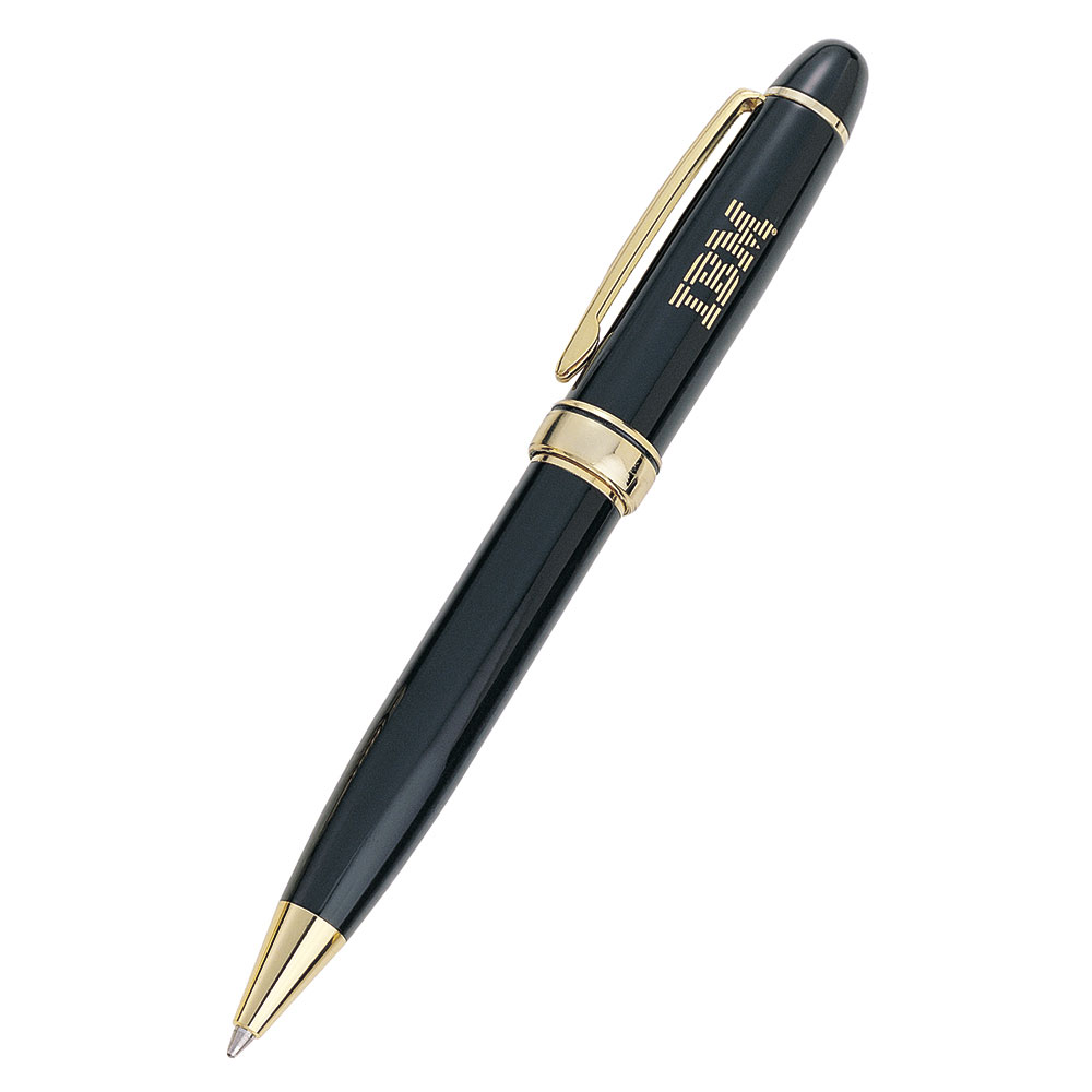 Executive Black, Full-Sized Ballpoint Pen with Gold Accents