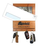 Wooden Key Rack with Mail Holder and Photo Frame (4