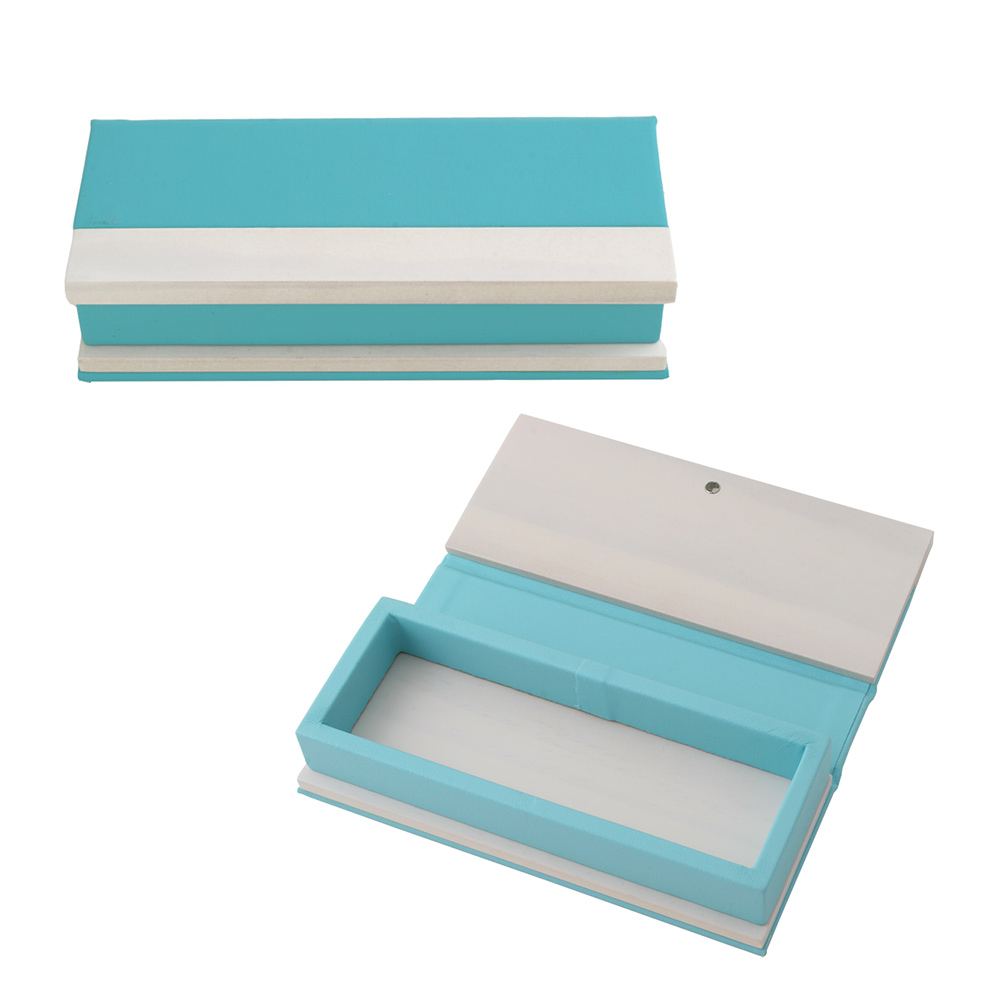 Wooden Pen Box with Colored Leatherette
