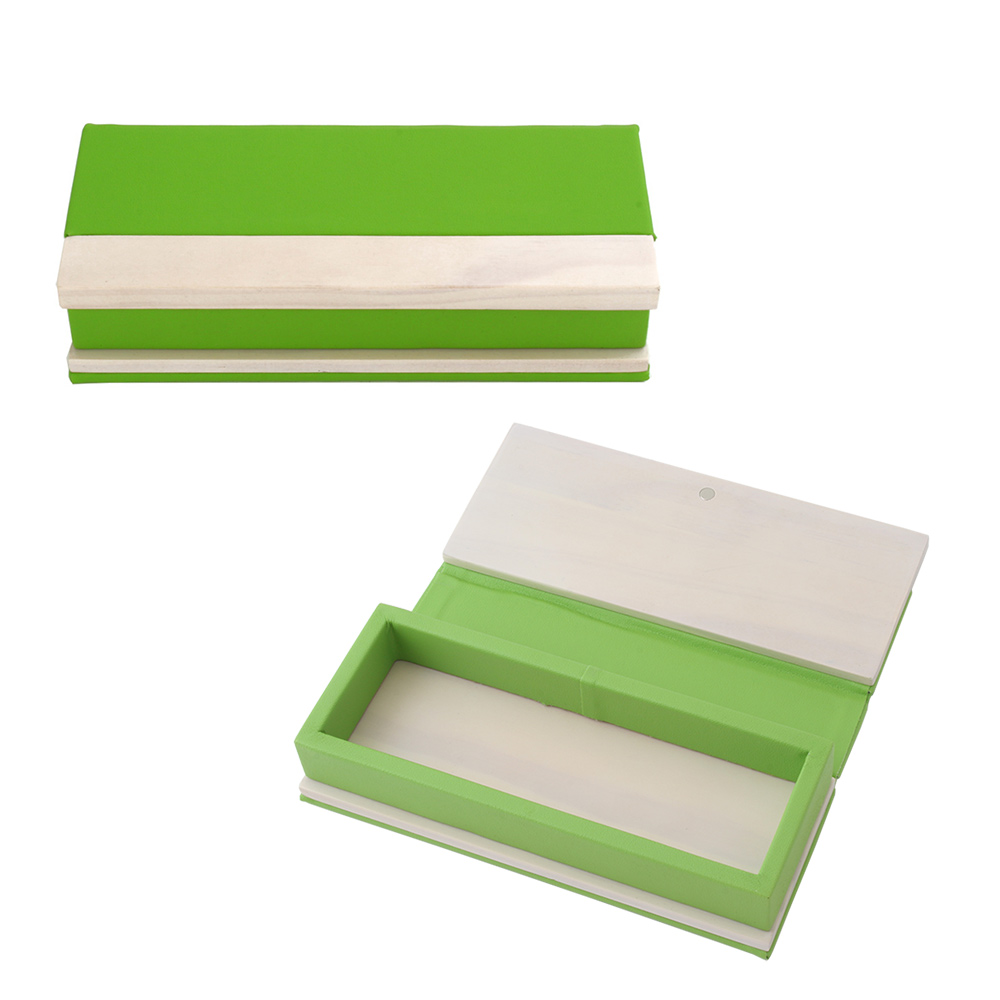 Wooden Pen Box with Colored Leatherette