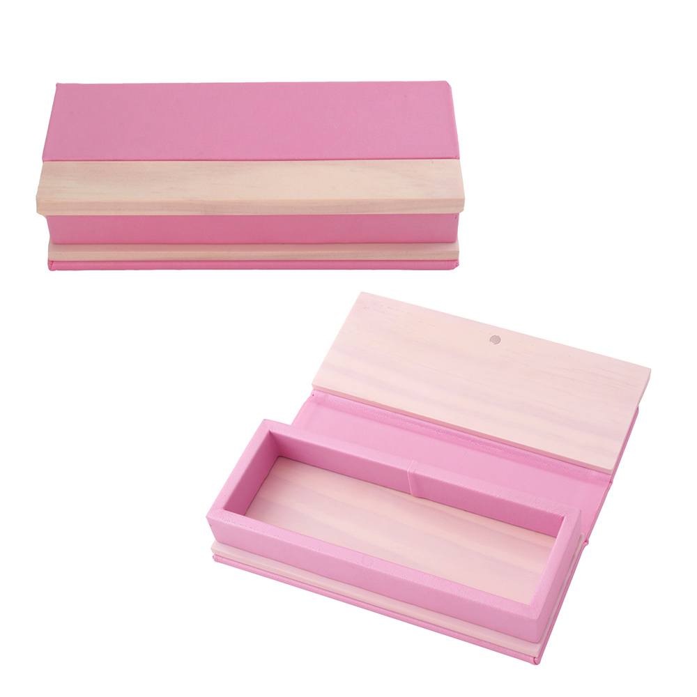 Wooden Pen Box with Colored Leatherette