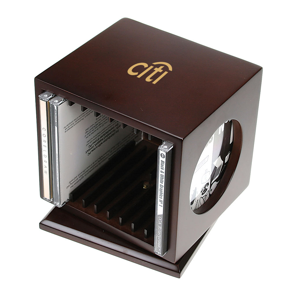 Revolving Wooden DVD/Blu-Ray Holder with Picture Frame