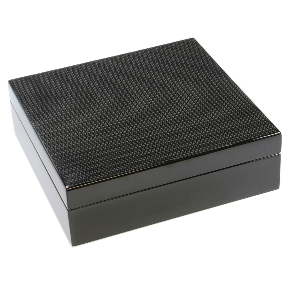 Square Black Box with Carbon Fiber Finish Lid