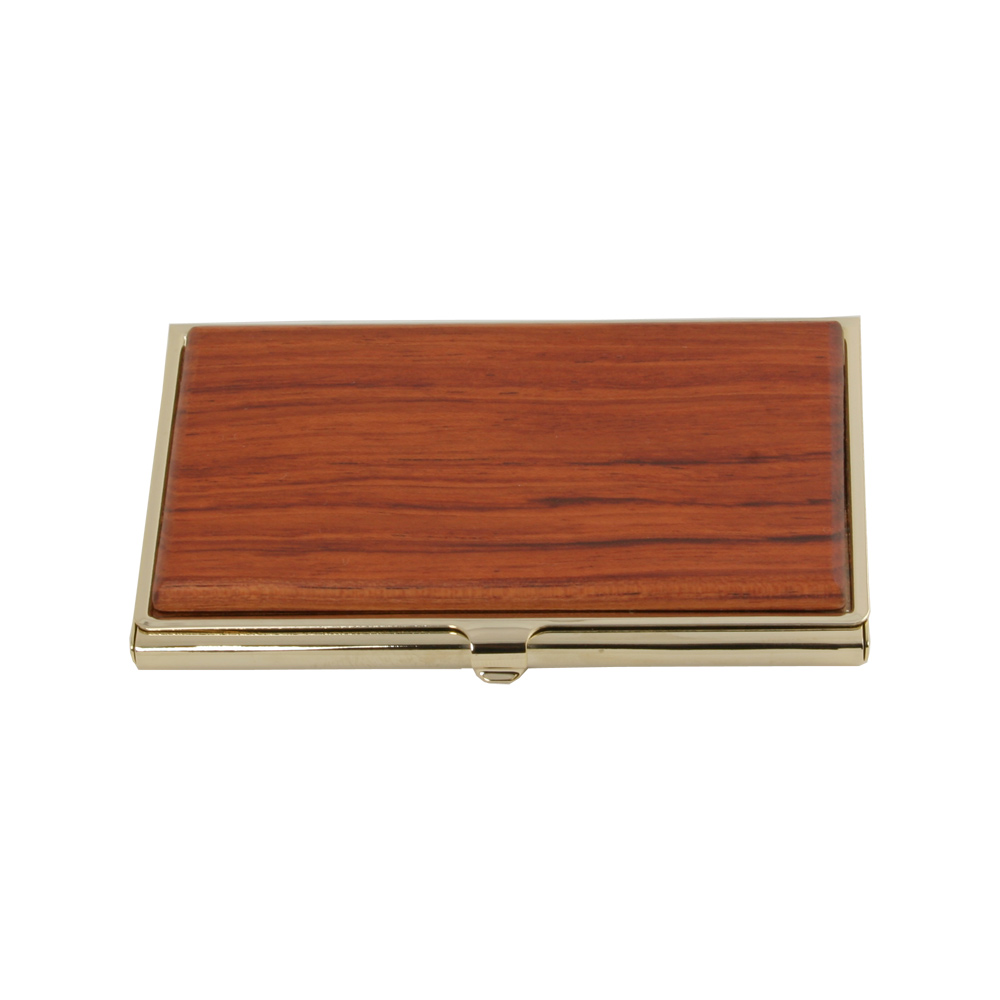 Brass Business Card Case with Rosewood Lid