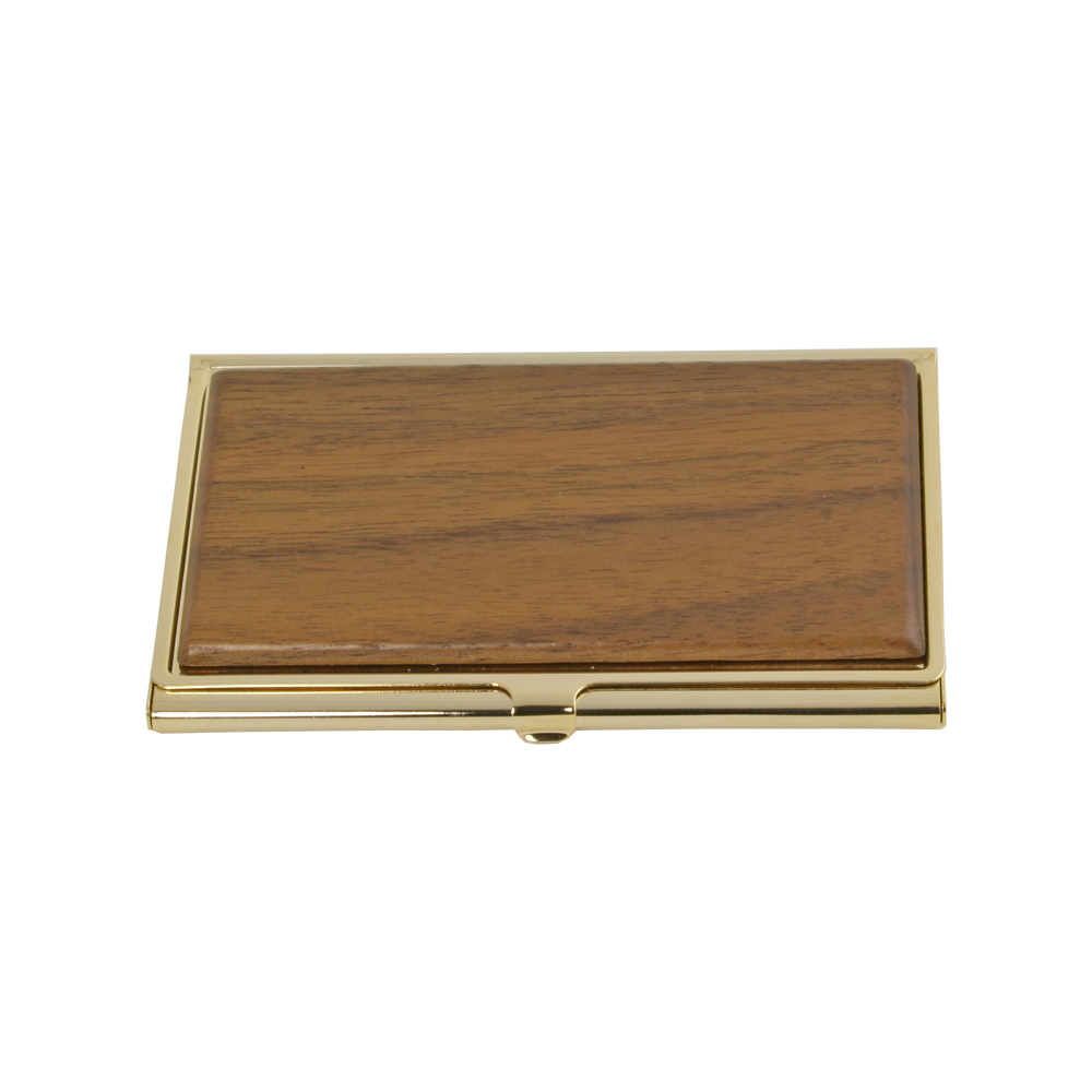 Brass Business Card Case with Walnut Lid