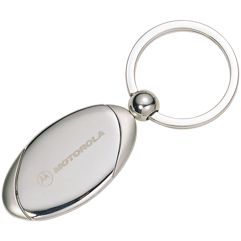 Oval Shaped Metal Key Chain with Curved Design