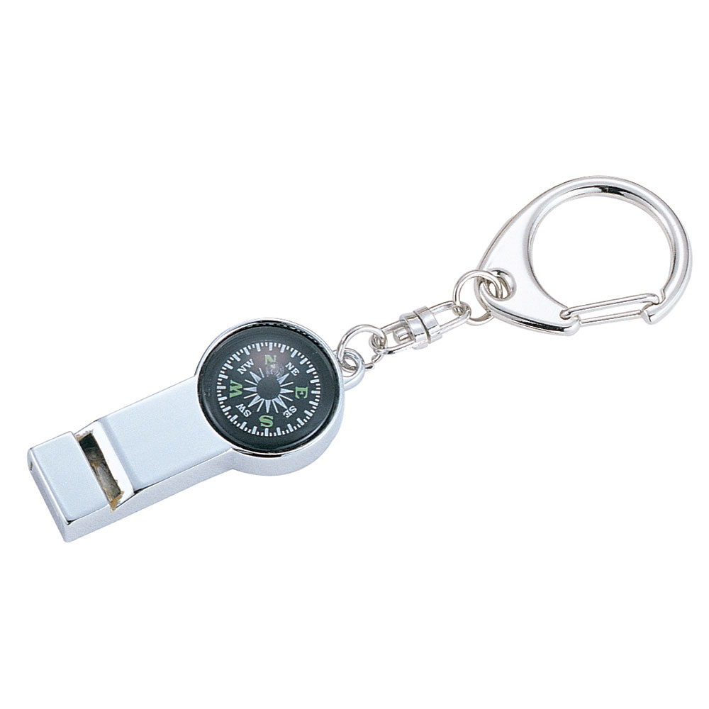 Metal Compass and Whistle Key Chain