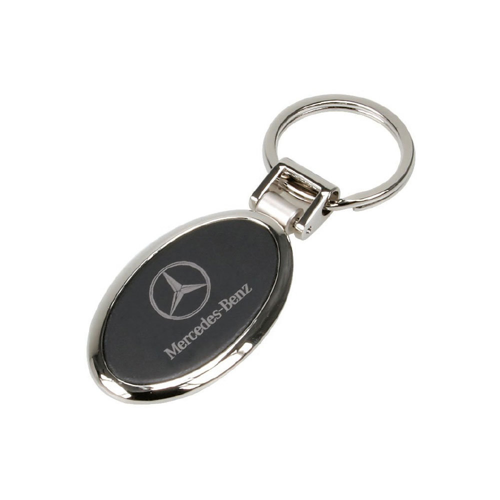 Metal Oval Key Chain in Black Finish