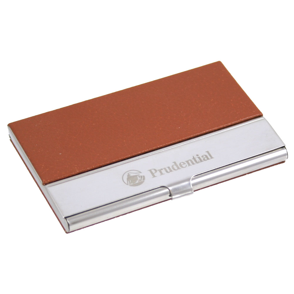 Executive Business Card Case with Brown Leatherette