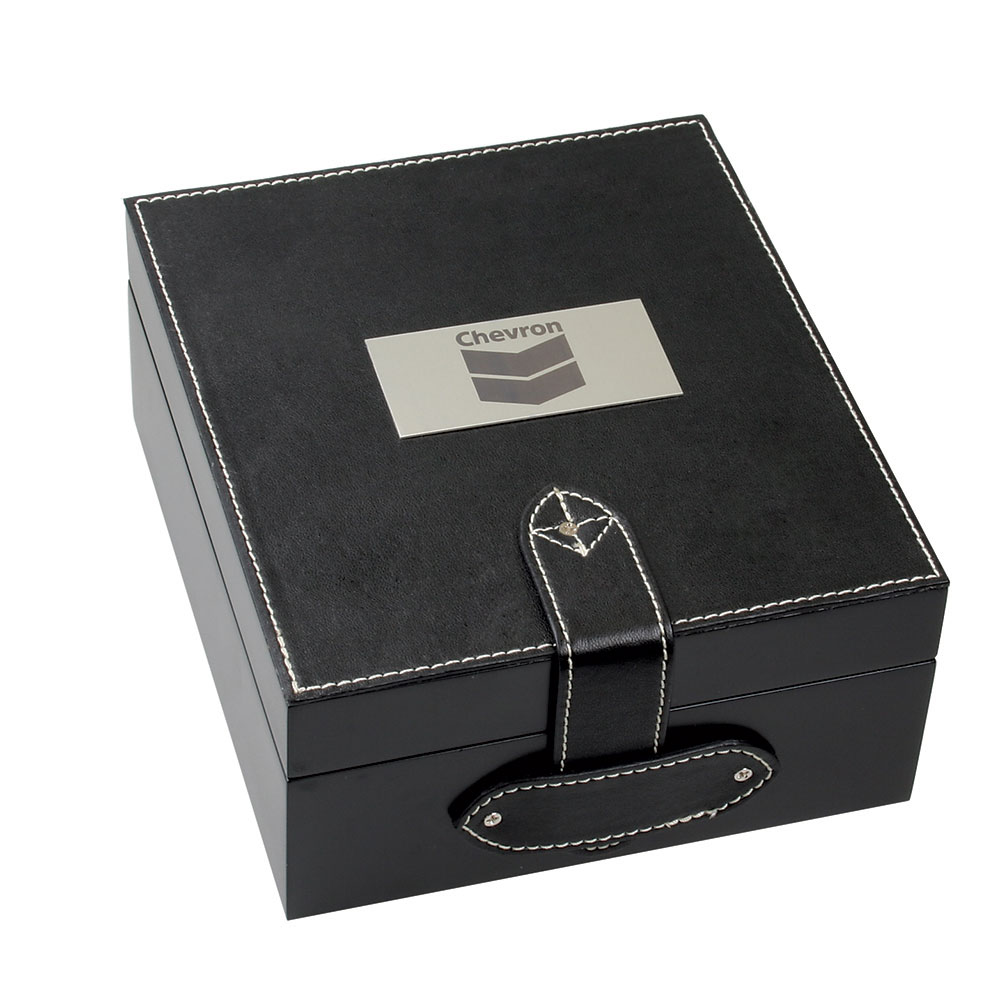 Black DVD/Blu-Ray Box with Leather Top
