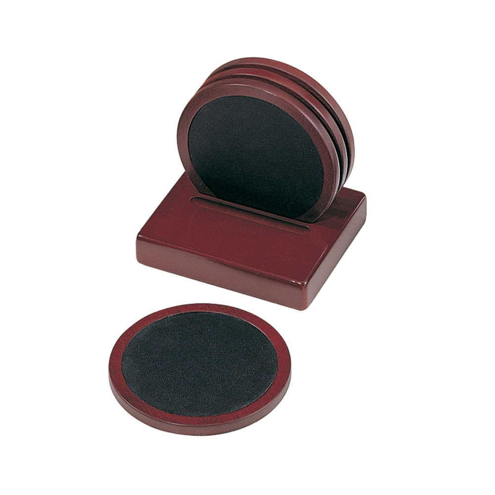 Four Piece Rosewood Finish Coaster Set