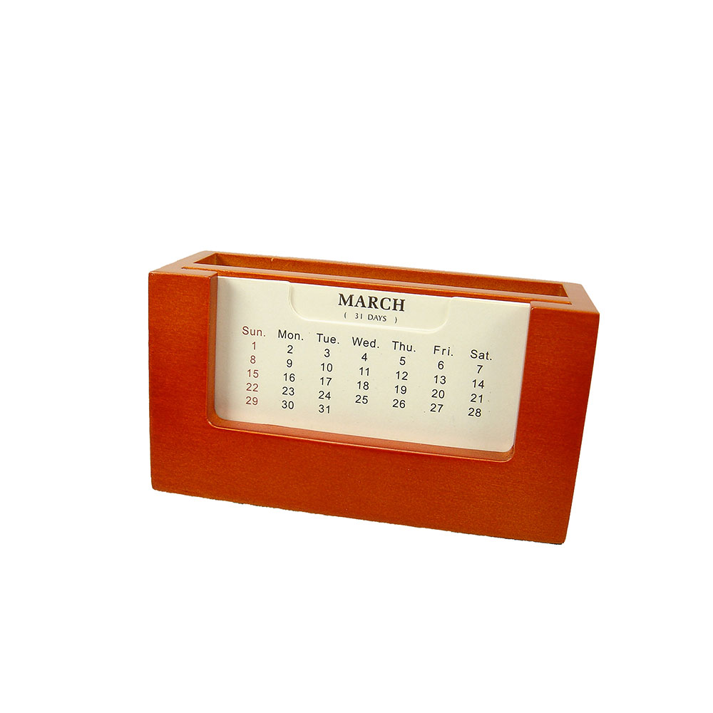 Desktop Card Holder with Adjustable Calendar - Cherry Finish