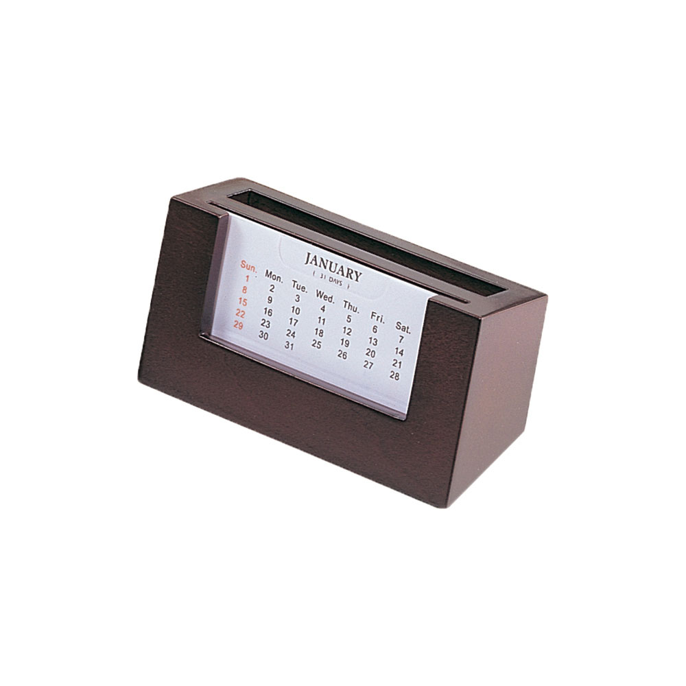 Desktop Card Holder with Adjustable Calendar - Rosewood Finish