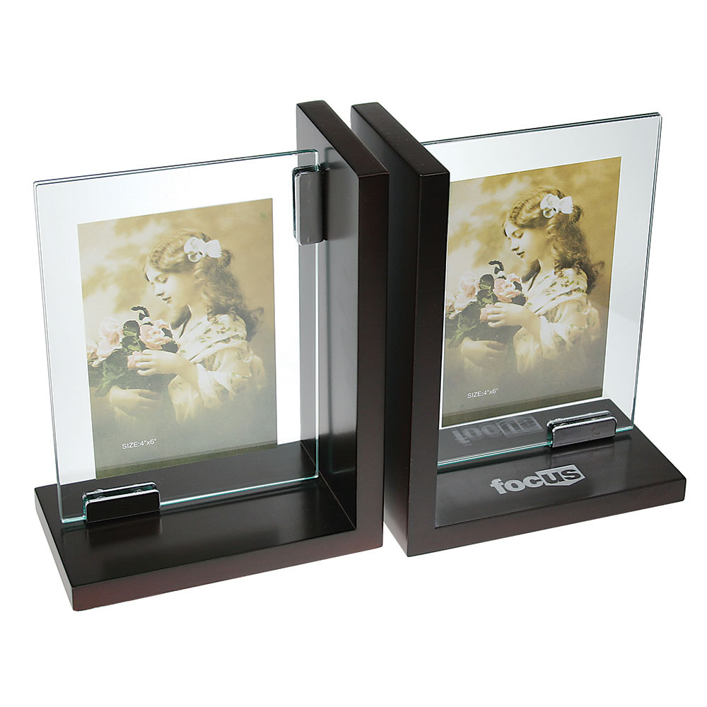 Pair of Beautiful Glass Frame Bookends (4" x 6")