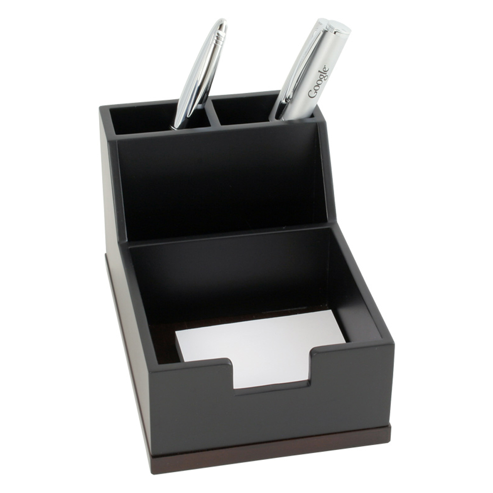 Two Toned Executive Wooden Pen and Paper Pad Holder