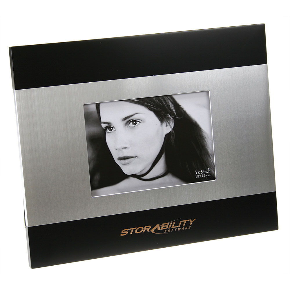 Brushed Silver and Black Wood Finish Photo Frame (5"x 7")