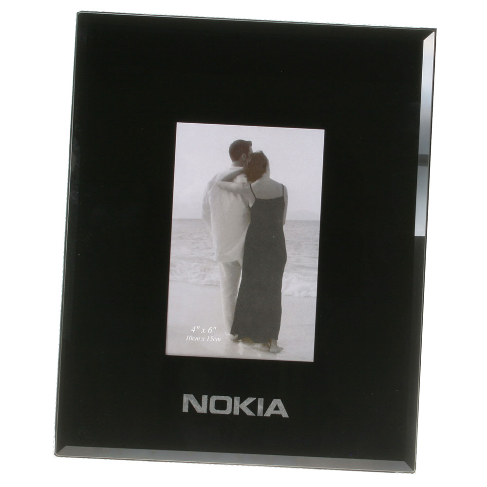Tinted Black Glass Photo Frame with Black Velvet Backing (4" x 6")