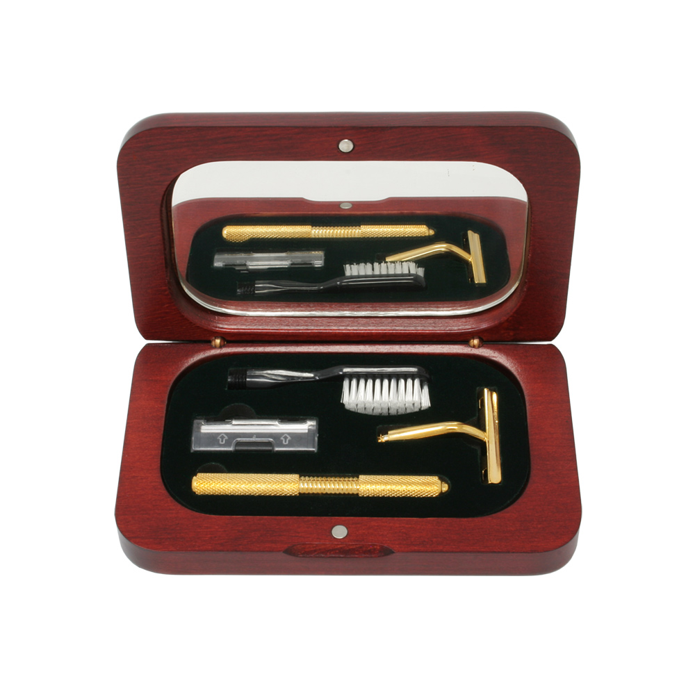 Toothbrush / Shaving Gift Set in Rosewood Finish Box