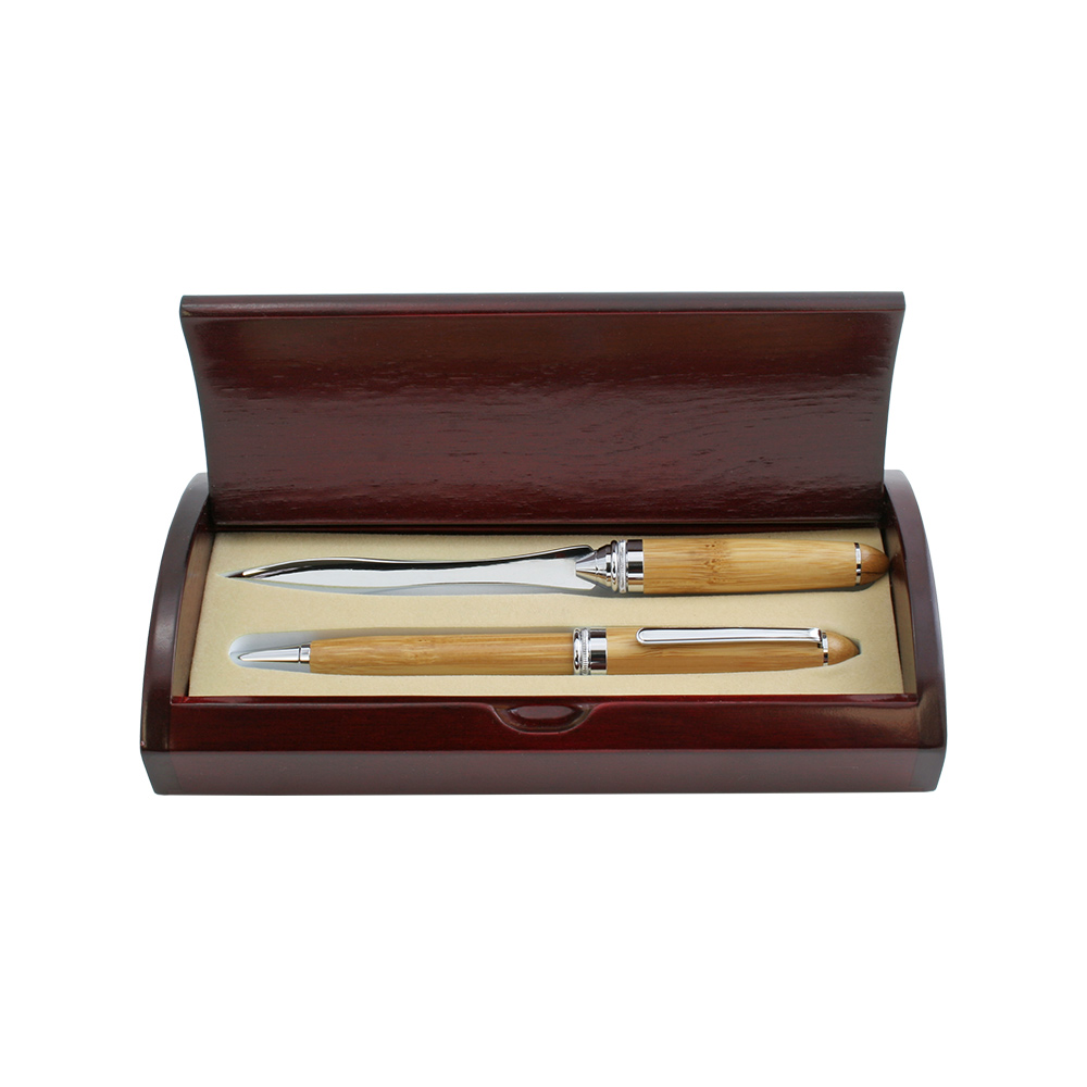 Bamboo Finish Ballpoint Pen and Letter Opener Set