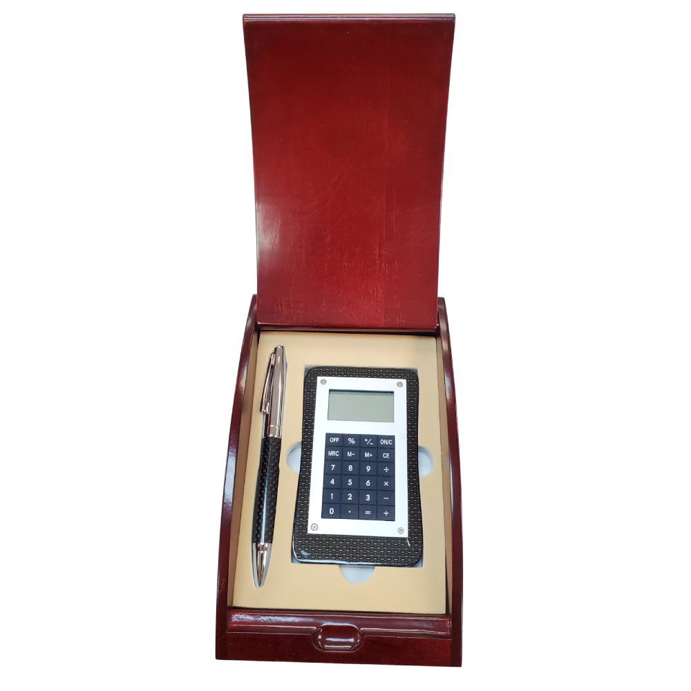 Carbon Fiber Pen and Calculator Gift Set