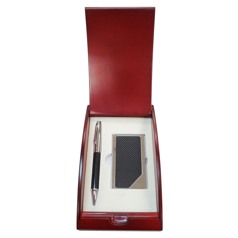 Carbon Fiber Pen and Card Case Gift Set