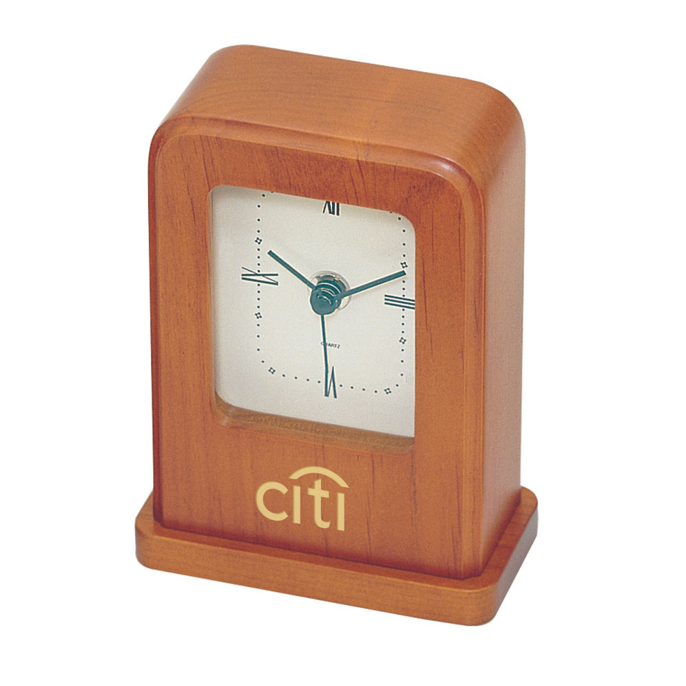 Distinct, Rectangular Desktop Clock in Cherry Finish