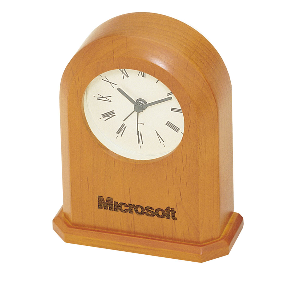 Distinct, Arched Desktop Clock in Cherry Finish