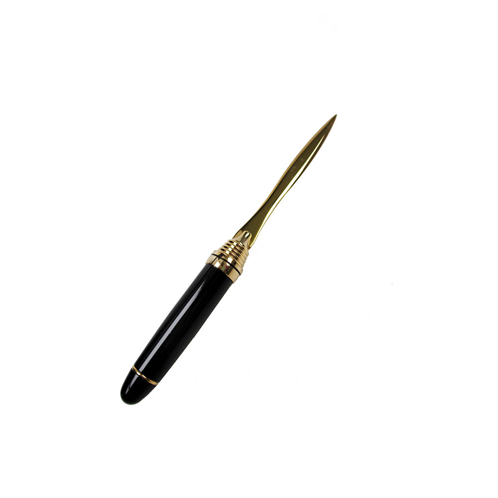 Executive Letter Opener with Gold Accents and Black Handle