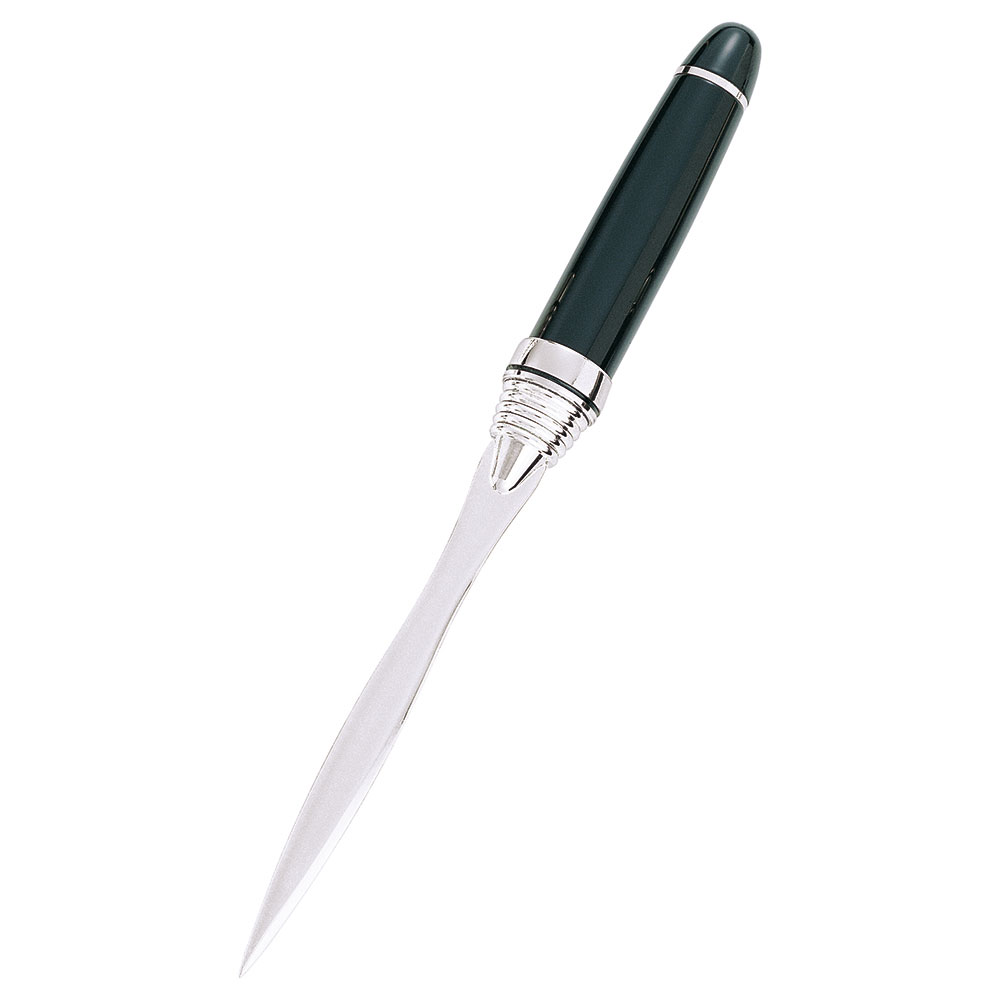 Executive Letter Opener with Silver Accents and Black Handle