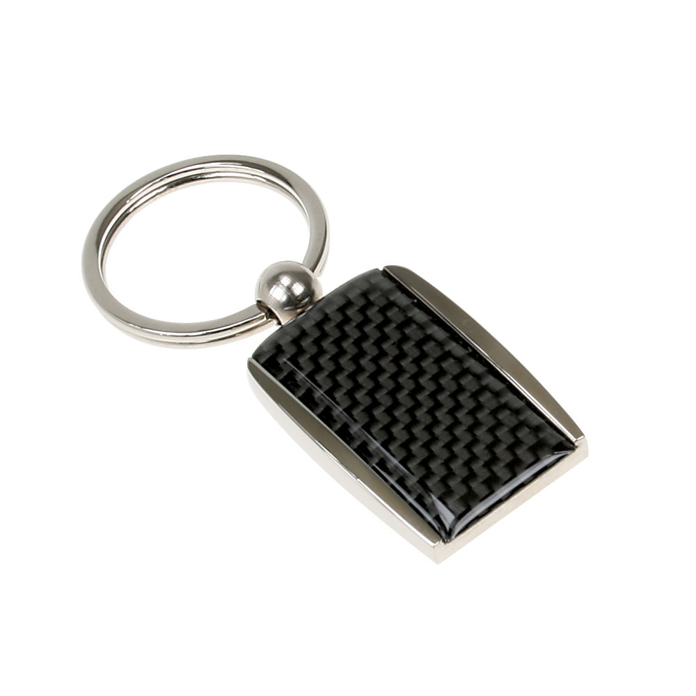 Shiny Metal Key Chain with Carbon Fiber Design