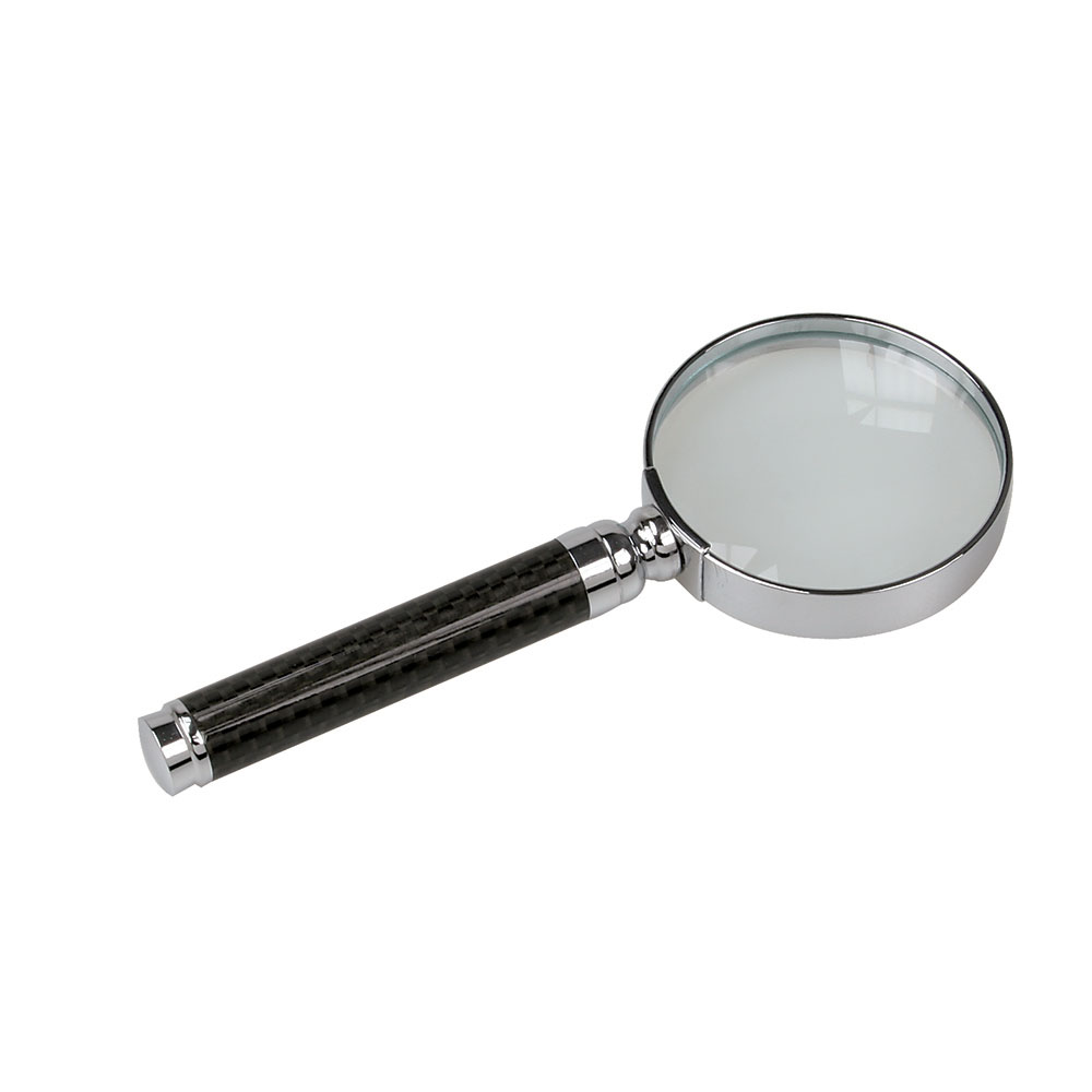 Silver Magnifying Glass with Carbon Fiber Finish Handle