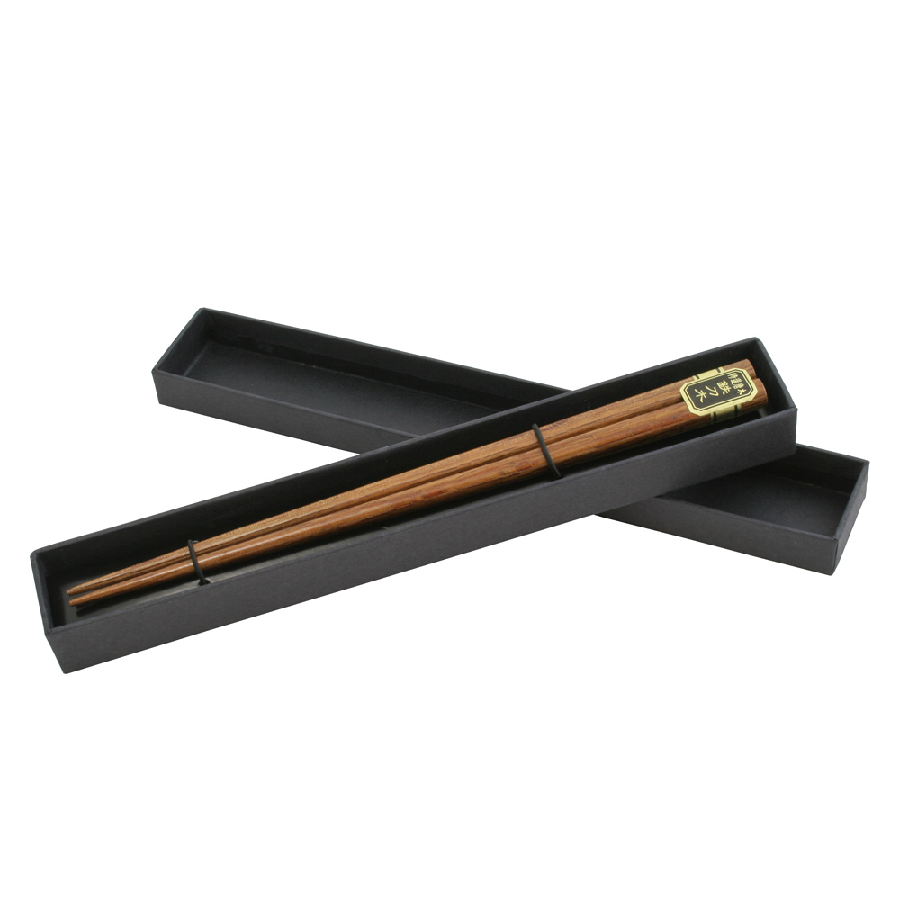 Wooden Brown Chopsticks in Black Cardboard Box