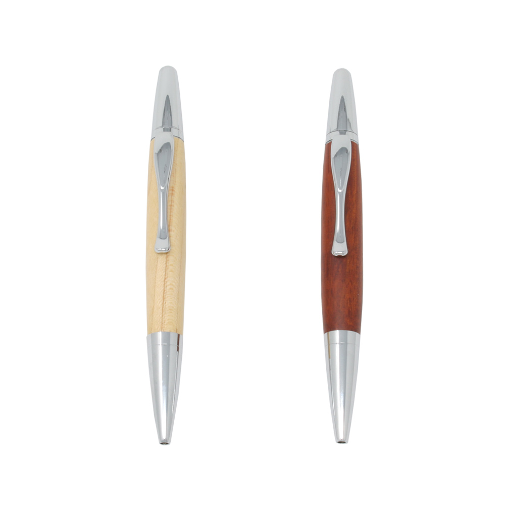Stylish Solid Wooden Pen with Chrome Accents