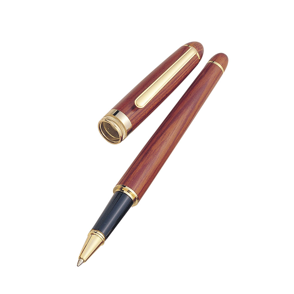 Solid Rosewood Roller Ball Pen with Gold Accents