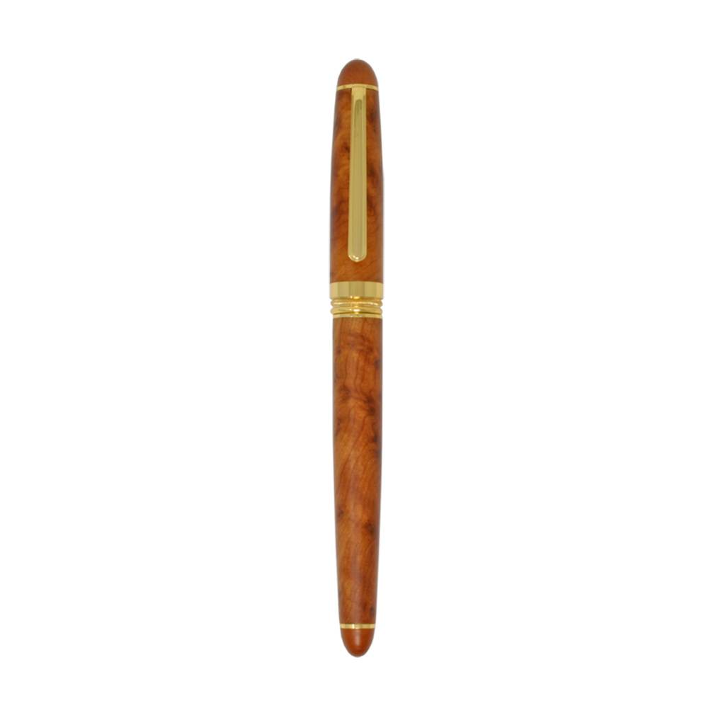 Burlwood Roller Ball Pen with Gold Accents