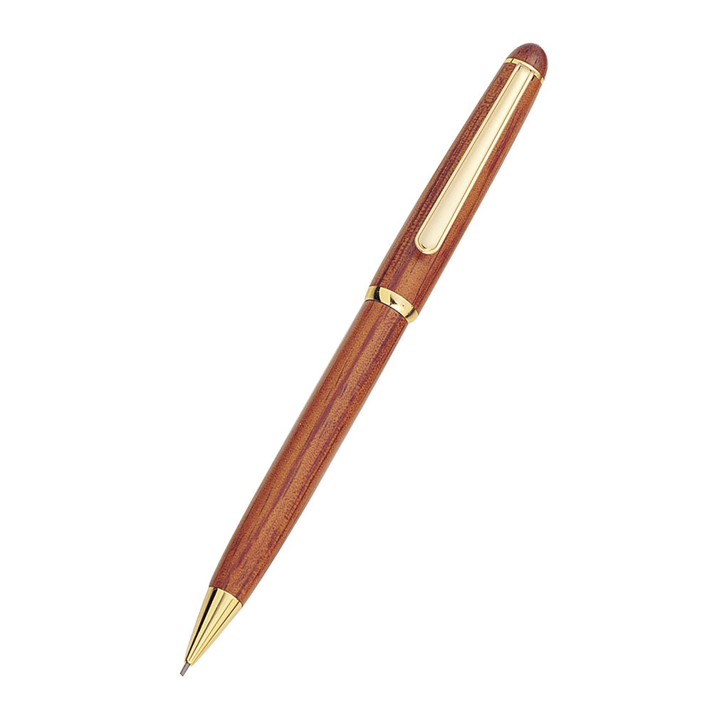 Medium Sized Solid Rosewood Mechanical Pencil with Gold Accents
