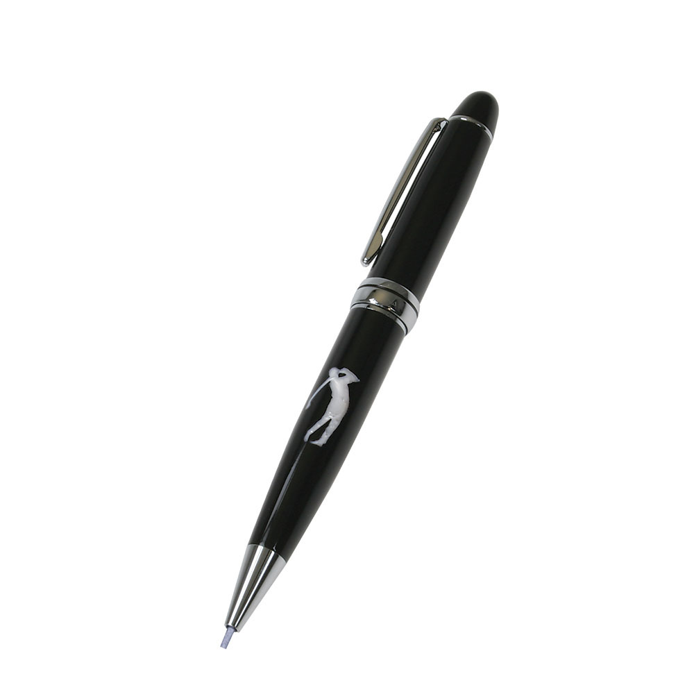 Glossy Black Golfer Design Mechanical Pencil