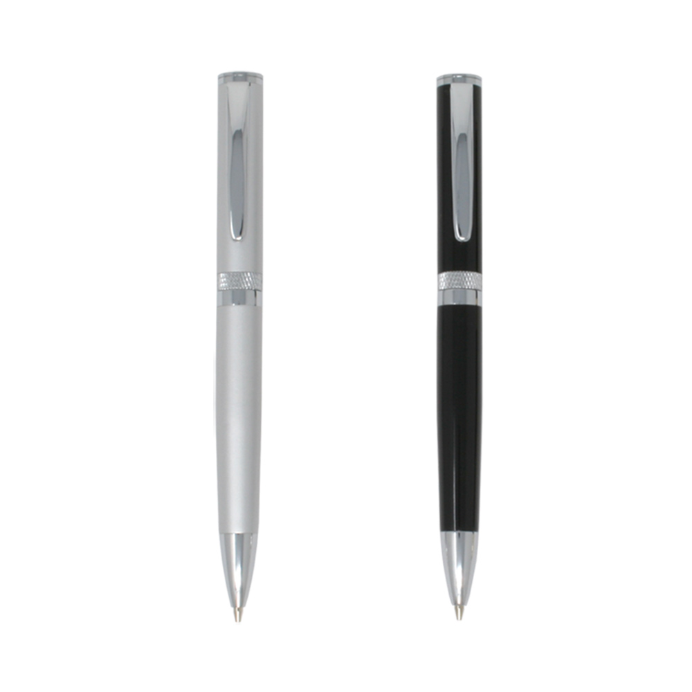 Satin Silver or Black Finish Mechanical Pencil with Diamond Cut Ring